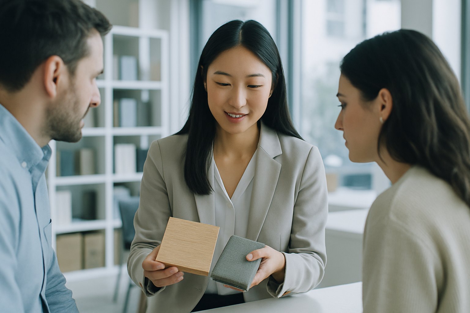 Profissionais discutem necessidades com os clientes